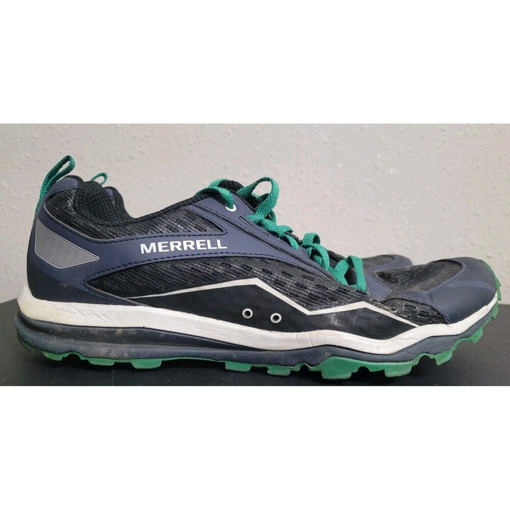 Merrell Trail Running Shoes Mens 10 Navy Green Select Grip Unifly Hiking